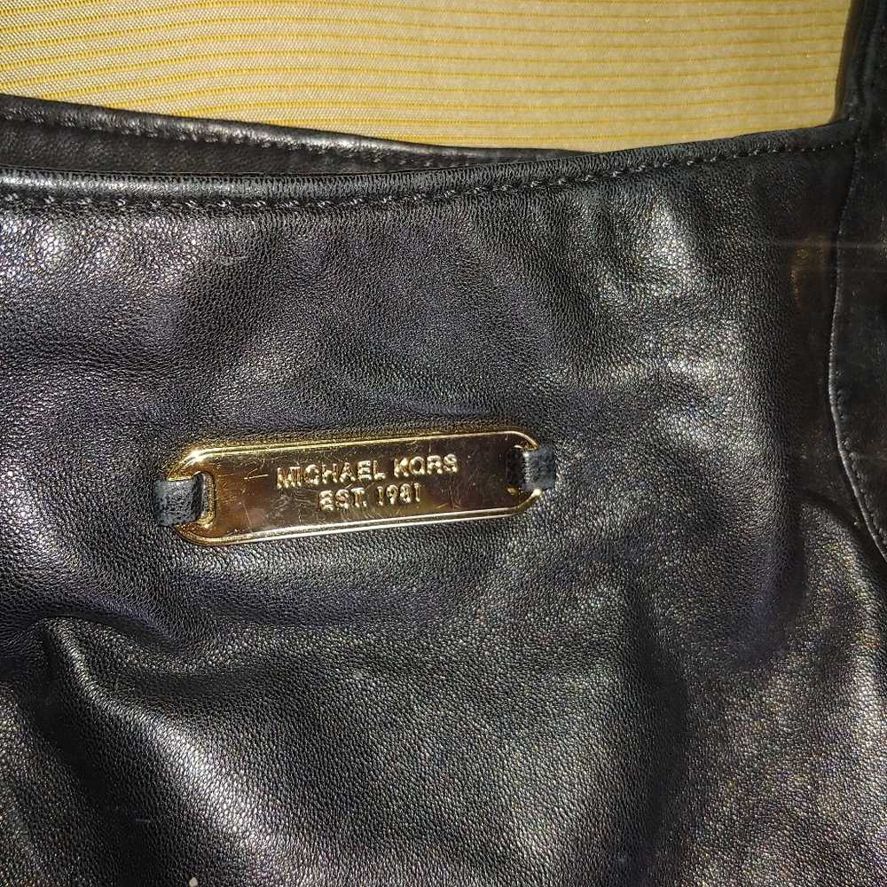 Gorgeous black and gold leather MK should bag